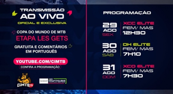 Canal do YouTube da CiMTB transmitirá gratuitamente as etapas da Copa do Mundo de Mountain Bike